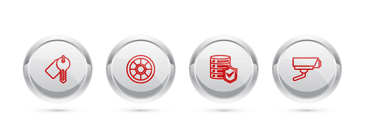 Set line marked key safe server with shield vector