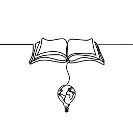 abstract book with globe lightbulb as line vector image