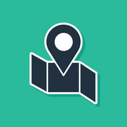 blue folded map with location marker icon isolated vector image