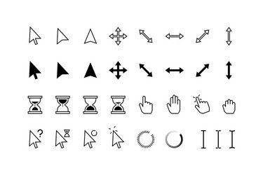 Cursor & Pointer Icons - Arrows & Hourglass vector image