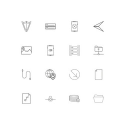 network and database linear thin icons set vector image