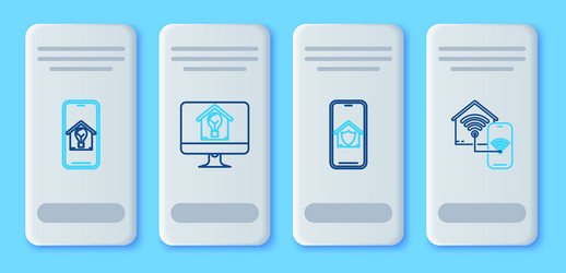 set line computer monitor with smart house vector image