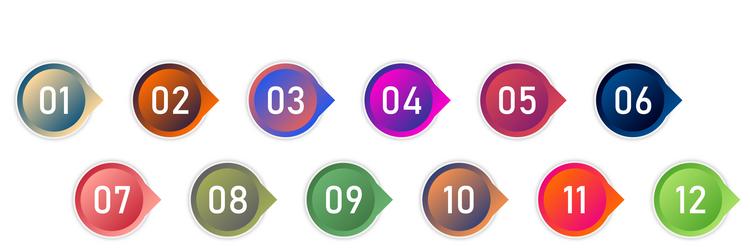 set of colorful 3d number bullet point vector image