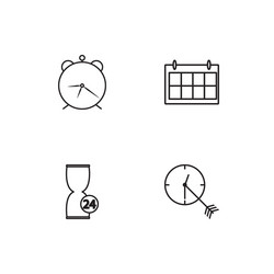 time linear icons set simple outline vector image