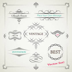 Calligraphic elements vintage ornament set Vector Image