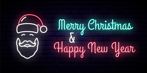 Neon sign with the image of santa claus vector