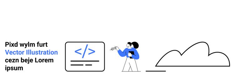 developer presenting code snippet with abstract vector image