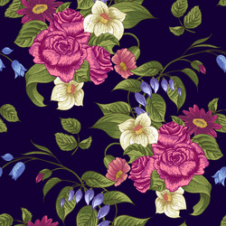 Elegant Rose and Wildflower Pattern Vector Image