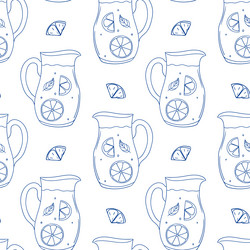 pattern featuring pitchers of lemonade with lemon vector image