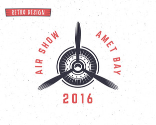 Retro Biplane Airplane Label Vector Image