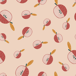 Seamless random pattern with simple cartoon apple vector