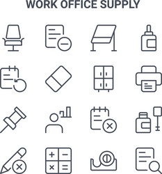 Set 16 work office supply concept line icons vector