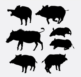 Boar Silhouette - Action Pose Vector Image