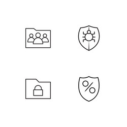 Cyber security linear icons set simple outline vector