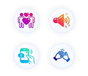 Love couple loud sound and call center icons set vector