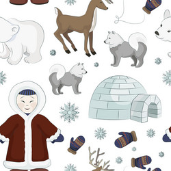 set of eskimo characters pattern vector image