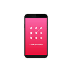smartphone screen with pattern password security vector image