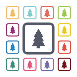 Tree flat icons set vector