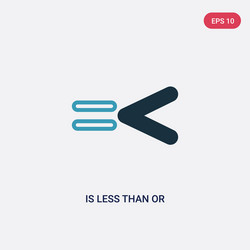 two color is less than or equal to icon from vector image