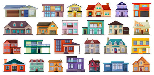 villa house cartoon set icon vector