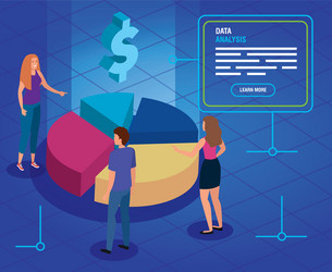 Business people with data analysis vector