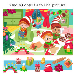 Christmas Cookie Game - Find 10 Objects vector image