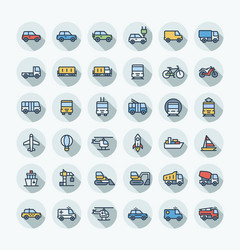 Flat color thin line icons set with public vector