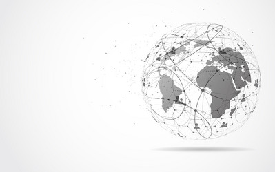 global network connection world map point vector image