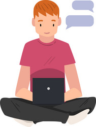 guy hatting via internet using smartphone vector image