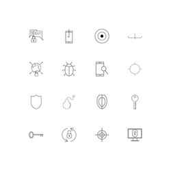 internet security linear thin icons set outlined vector image