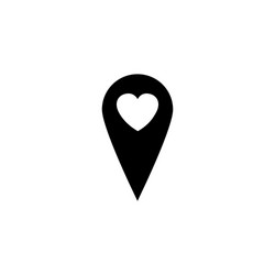 map pointer with heart solid icon vector image