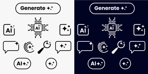artificial intelligence icons ai brain tech chip vector image