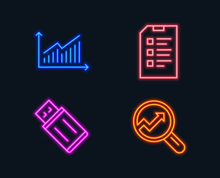 graph checklist and usb flash icons analytics vector image