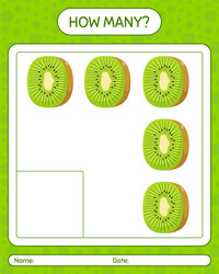 How many counting game with kiwi worksheet vector