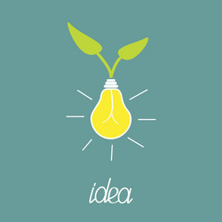 Lump bulb with green leafs eco energy idea concept vector