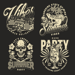 Tropical Summer Party Logotypes Vector Image