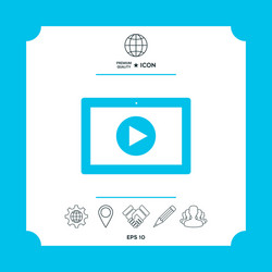computer tablet with play button icon vector image