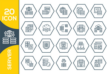 database server and cloud service line icons vector image