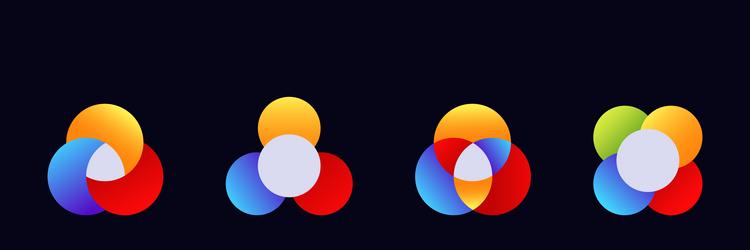 four distinct colorful venn diagrams displaying vector image