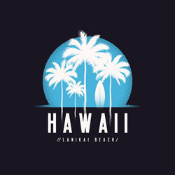 Lanikai Beach Palm Tree Tee Vector Image