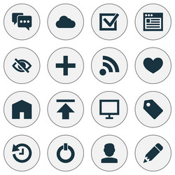 user icons set with browser edit power vector image