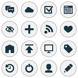 User icons set with browser edit power vector