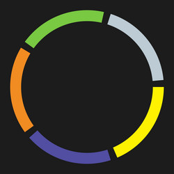 5 part section segmented circle abstract dashed vector