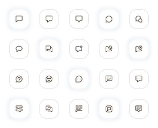 messages and chat line icons set editable stroke vector image