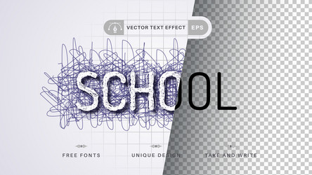 pen hatching - editable text effect font style vector