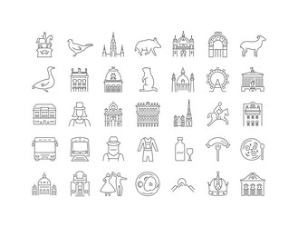 set of linear icons wien vector