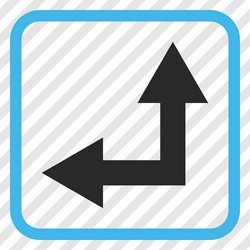 Bifurcation arrow left up icon in a frame vector