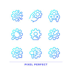 gears pixel perfect gradient linear icons set vector image