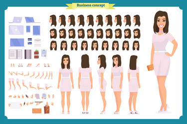 Girl in evening dress character creation set vector