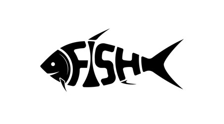 Logo or emblem word fish in shape vector